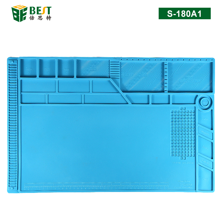 BST-S-180A1 耐高温硅胶垫 工作台垫 带磁性收纳区 螺丝记忆定位区 工作面积加大 隔热垫