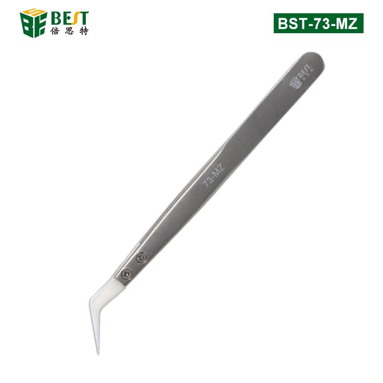BST-73-MZ 陶瓷头不锈钢镊子 可换头陶瓷弯镊子