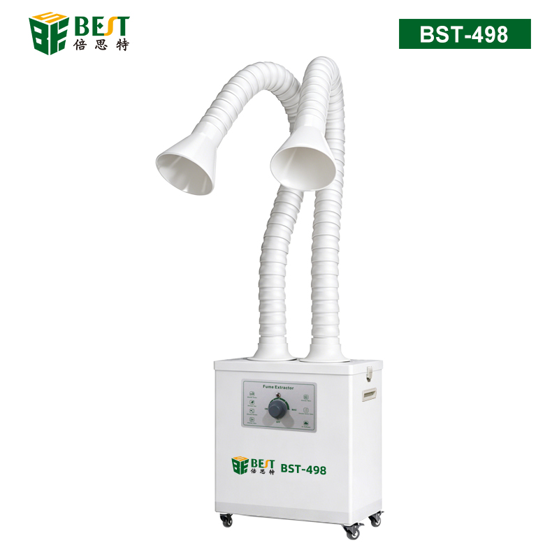 BST-498 双管工业烟尘净化器 一机两用 吸烟仪 烟雾净化过滤器 双工位排烟机 焊锡流水线排烟过滤设备
